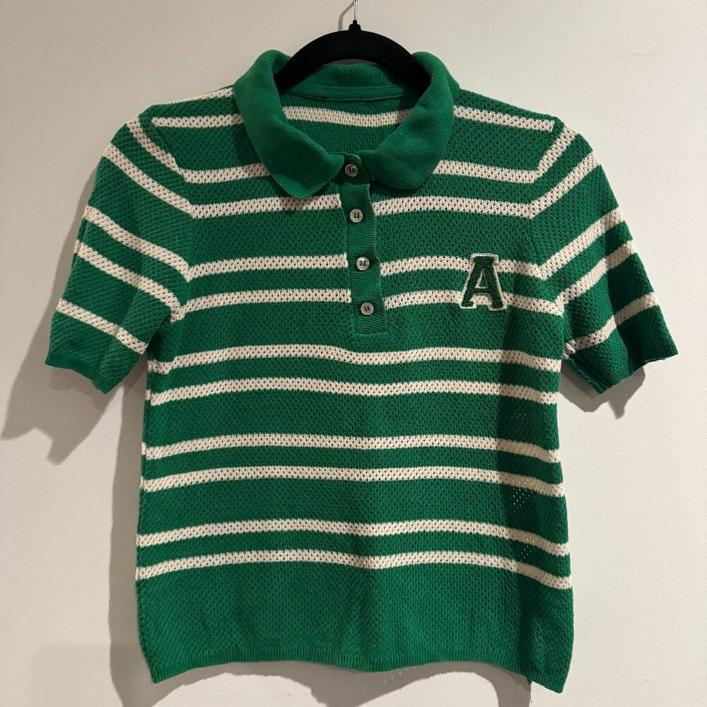 Zara Green & White Striped Top (small)